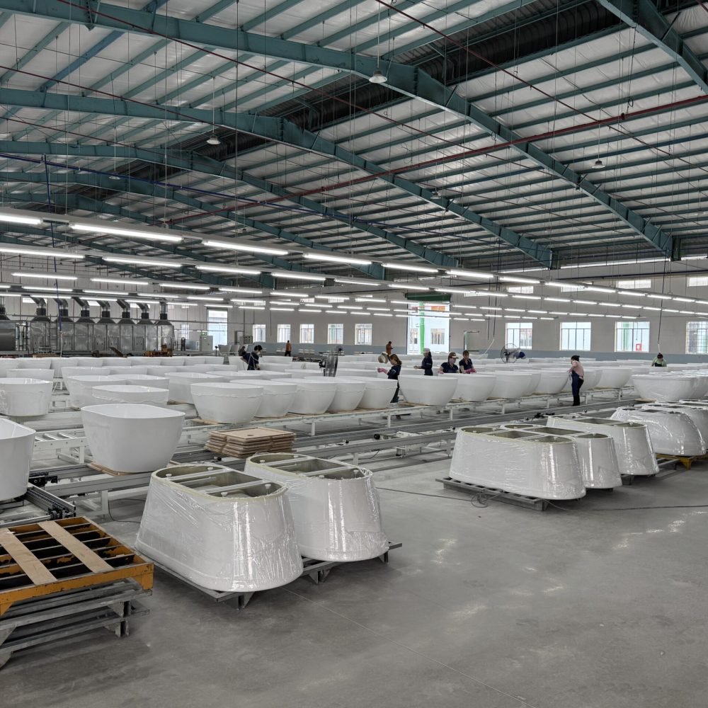 acrylic bathtub production line in Salvere Vietnam factory